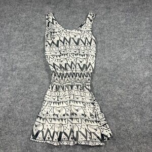 Divided by H&M Skater Dress Girls 4 Black White Aztec Smocked Waist Round Neck